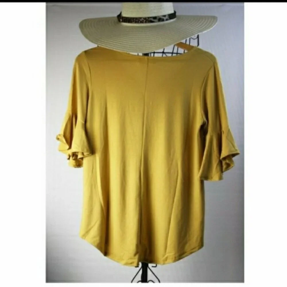 New!!! Mustard Plus Size Waterfall Sleeve Top - Size 2X